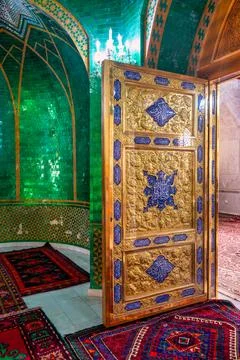 Vibrant interior of Bibi-Heybat Mosque showcases intricate design and spiritual Stock Photos