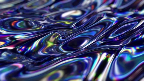 Vibrant Iridescent Abstract Waves with Multicolored Fluid Patterns in Motion Stock Footage 341781492