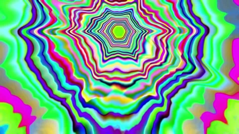 Vibrant Iridescent Pattern with Concentric Lines in Neon Colors Stock Footage 345448342