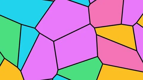 Vibrant irregular polygons with bold black borders fill the frame, featuring  Иллюстрация