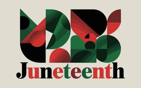 Vibrant juneteenth celebration with abstract geometric african american fla.. Stock Illustration