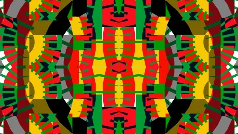Vibrant Juneteenth Kaleidoscopic Art - Loopable Symmetry Patterns Stock Footage 275561686