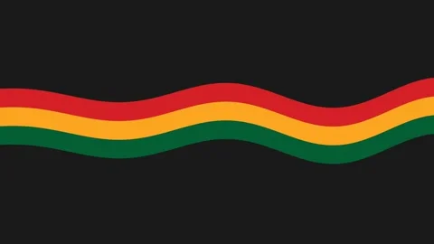 Vibrant Juneteenth Wavy Stripes in Red Yellow Green on Dark Background. Stock Footage 340034012
