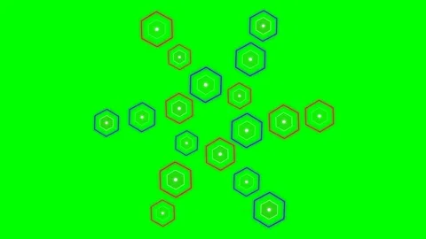 A vibrant kaleidoscope pattern of colorful geometric shapes on green backgrou Stock Footage 341820893
