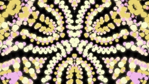 Vibrant Kaleidoscope Pattern with Yellow Pink Dots. Stock Footage 329501890