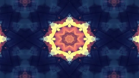 A vibrant kaleidoscopic pattern featuring warm colors and symmetrical shapes. Stock Footage 292595461