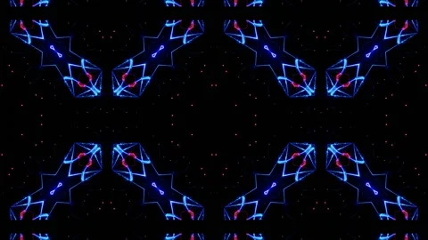 Vibrant kaleidoscopic patterns pulse with energy in an abstract music journey Video stock 296042859