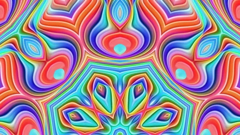 Vibrant kaleidoscopic patterns unfold from half circle bottom center. Stock Footage 306117768