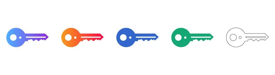 Vibrant Key Icons for Access, Security, and Solutions Set Stock Illustration