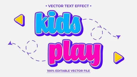 Vibrant kids play text effect for playful designs and kids' activities Stock Illustration