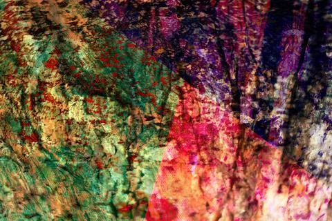 Vibrant layered abstract composition blending rough textures with diagonal panel Stock Photos