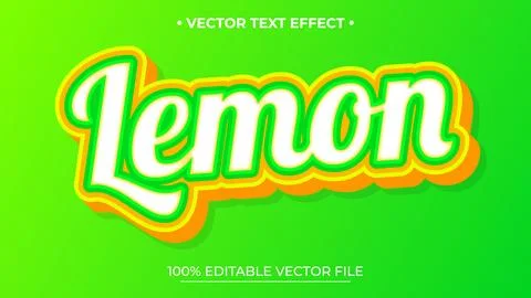 Vibrant Lemon Text Effect with Green and Orange Accents Stock Illustration