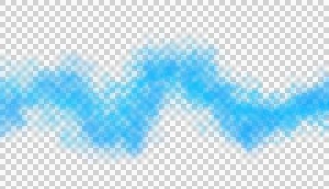 Vibrant light blue smoke wave isolated on transparent background Stock Illustration