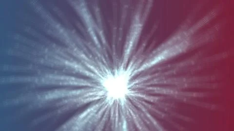 Vibrant light explosion with radiant beams in blue red gradient Stock Illustration