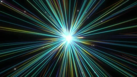 Vibrant light explosions in dark space with colorful rays Stock-Footage 337443636