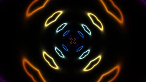 Vibrant light patterns illuminate a dark background Stock Footage 338280672