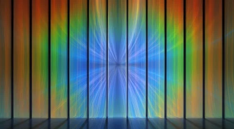 Vibrant light radiating behind vertical panels Stock Footage 331459085
