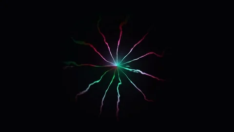 Vibrant light rays creating a dynamic shape in dark Stock Footage 338293489