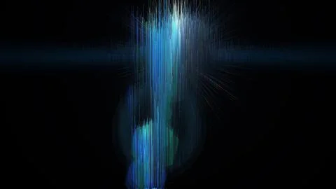 Vibrant light streaks pulse upward against black backdrop Stock Illustration
