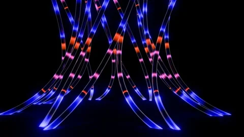 Vibrant light trails dancing in a dark space at an artistic music event Stock Footage 293913864