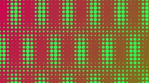 Vibrant Lime Green Halftone Dot Pattern on Red Pink Gradient Background wit.. Illustrazione stock
