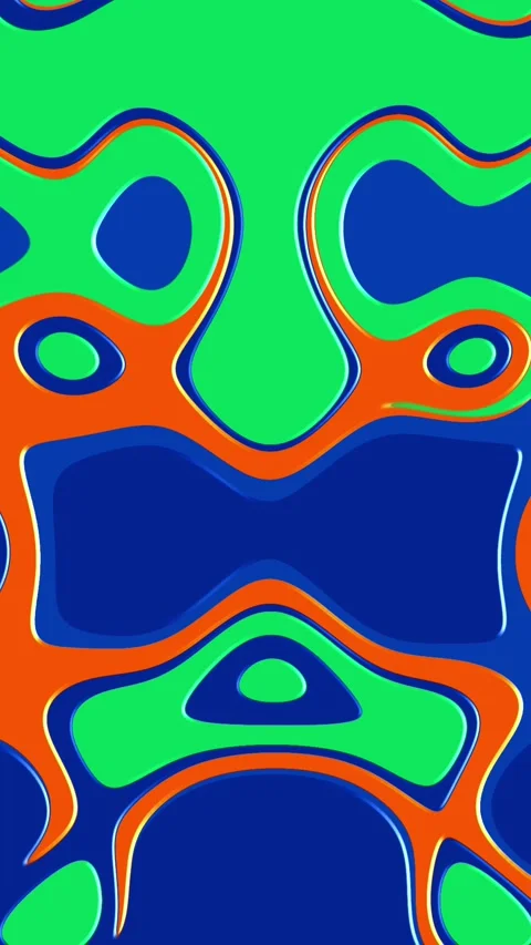 Vibrant liquid loop with blue, orange, and green symmetrical fluid patterns.. Stock Footage 325071580