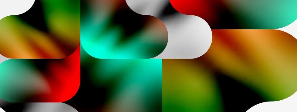 Vibrant liquid patterns in red and electric blue circles on white background Stock Illustration