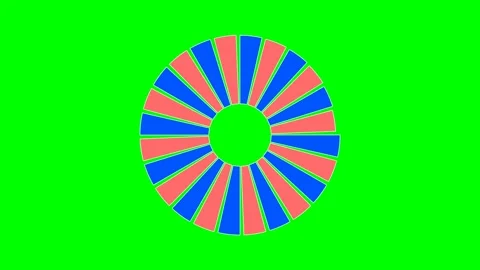 A vibrant loading icon with blue and orange segments on a green background Stock Footage 340266553