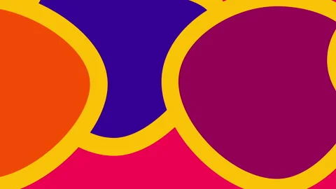 Vibrant loop animation with orange, violet, red, and gold abstract shapes moving Stock Footage 310967757
