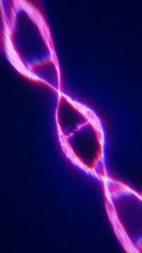 A vibrant loop of pink energy arcs across a deep blue background, forming a g Stock Photos
