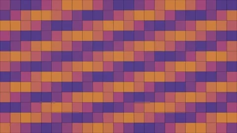 Vibrant loopable mosaic background features a grid of purple and orange squares Stock-Footage 343884345