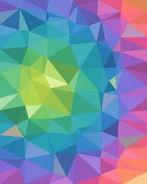 Vibrant low-poly geometric abstract pattern in teal, green, blue, purple an.. 스톡 일러스트