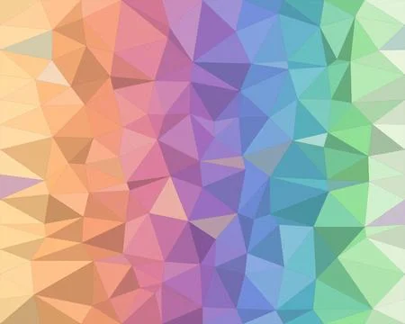 Vibrant low-poly geometric background with a pastel rainbow gradient, creat.. Stock Illustration