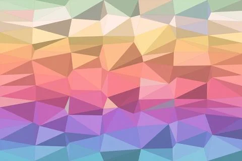A vibrant low-poly geometric pattern in soft pastel rainbow tones creates a.. 스톡 일러스트