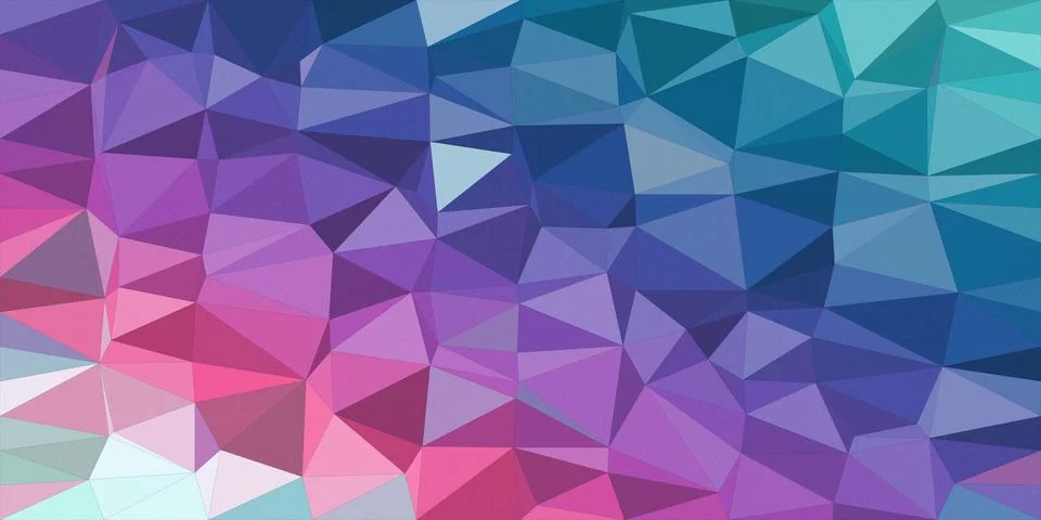 A vibrant low-poly polygon pattern blending blue, purple, and pink, creatin.. Stock Illustration