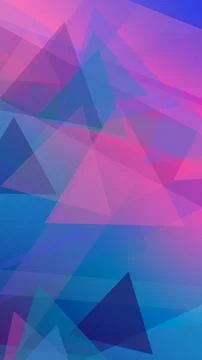 Vibrant low-poly triangles in magenta, purple, and blue create a futuristic.. Illustrazione stock