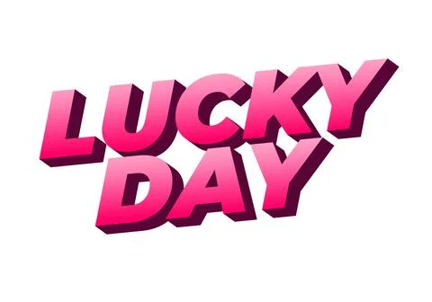 Vibrant Lucky Day text effect 3D Text Design Stock Illustration