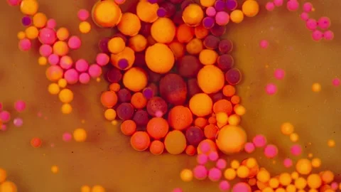 Vibrant Macro View Colorful Bubbles in Acrylic Paint and Oil in Chaotic Movement Stock Footage 279564130