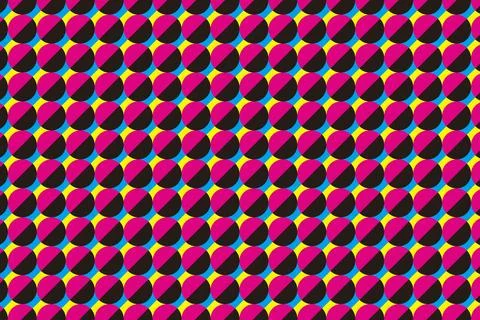 Vibrant magenta geometric two half circles mosaic vector background Stock Illustration