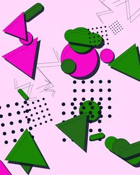 Vibrant Memphis Design Background with Abstract Geometric Shapes and Retro .. 스톡 일러스트