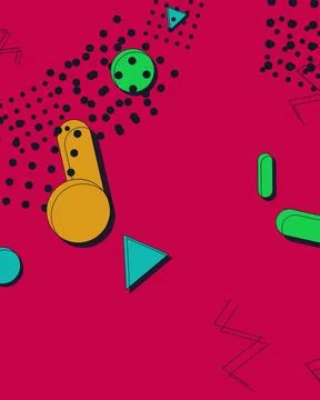 Vibrant Memphis Style Abstract Background with Geometric Shapes and Colorfu.. Иллюстрация