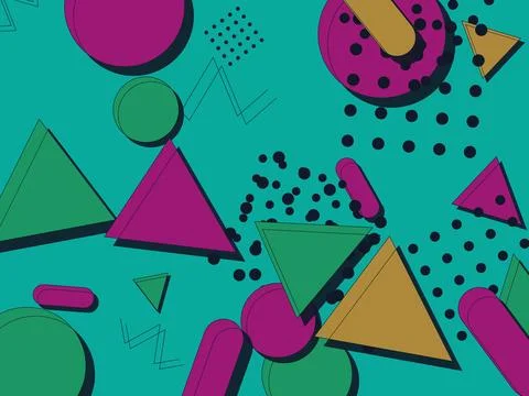 Vibrant Memphis style abstract background with colorful geometric shapes an.. イラスト素材
