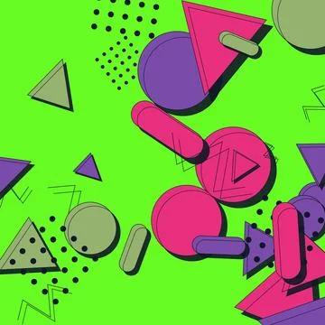 Vibrant Memphis Style Abstract Background with Colorful Geometric Shapes on.. 스톡 일러스트