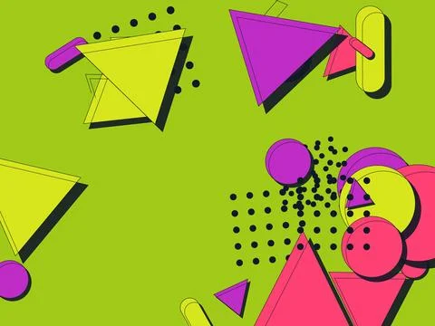 Vibrant Memphis Style Geometric Abstract Background with Colorful Shapes on.. Stock Illustration