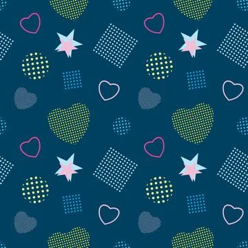 Vibrant Memphis Style Seamless Pattern, pink Illustrazione stock