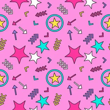 Vibrant Memphis style seamless pattern Stock Illustration