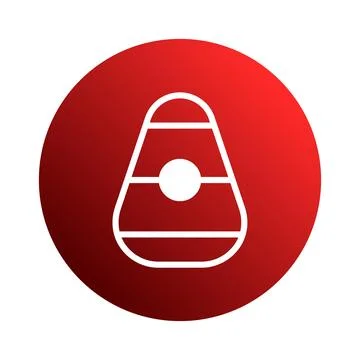 Vibrant minimalist candy corn icon on a red gradient background for hallowe.. Stock Illustration