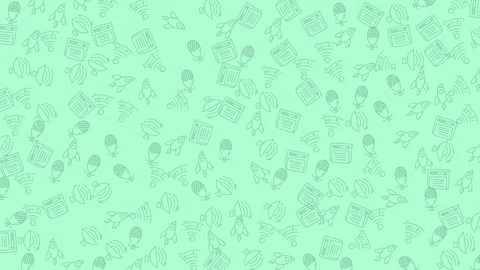 Vibrant mint green seamless pattern with technology and communication line .. Stock Footage 335945173