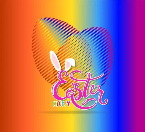 Vibrant modern easter banner with a wish happy easter, bunny ears, abstract 스톡 일러스트