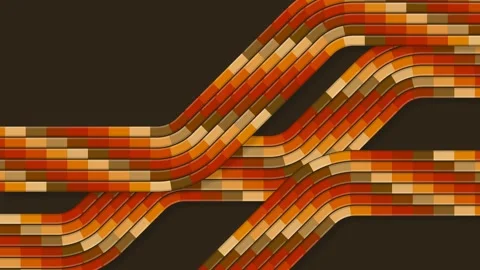 Vibrant mosaic bands interweave across a dark background, evoking a seamless Stock Footage 345375462